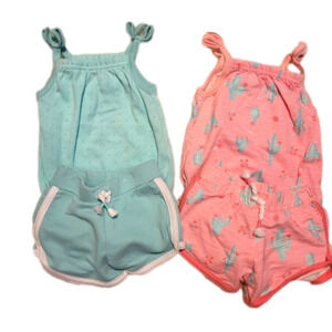 GARNAMIALS 0-3 months pink and teal set. Onsie and shorts. EXCELLENT CONDITION!